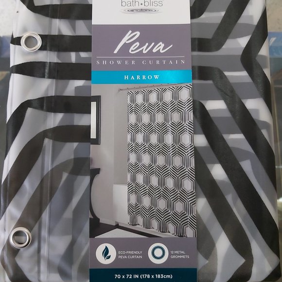 ECO FRIENDLY PEVA SHOWER CURTAIN BATH & BLISS - Picture 1 of 4